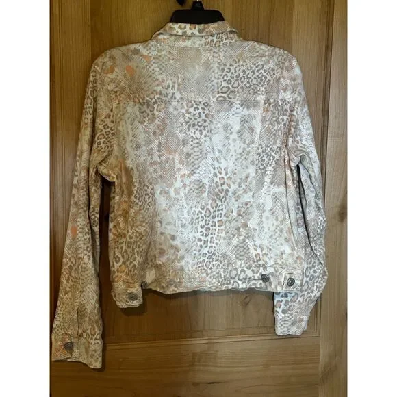 Nine West Jeans Sarah Leopard Denim Jacket, Large ☔️ - Picture 3 of 6